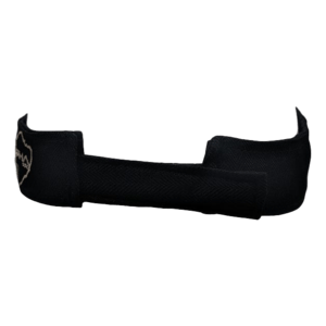 A black protective strap with Velcro fasteners and the Alpha Maui logo on one side, the Alpha Maui Baldwin Beach Bro - Drop Top is designed for securing or cushioning purposes and is ideal for both sports and medical use. It embodies the spirit of Aloha in every design detail.