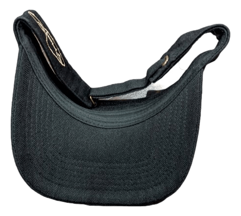 A black Alpha Maui Baldwin Beach Bro - Drop Top cap turned inside out, revealing the underside of the brim and the adjustable strap. The cap, marked by a simple Alpha Maui design, boasts a smooth texture and a slightly curved brim, ideal for those who cherish Ohana vibes.