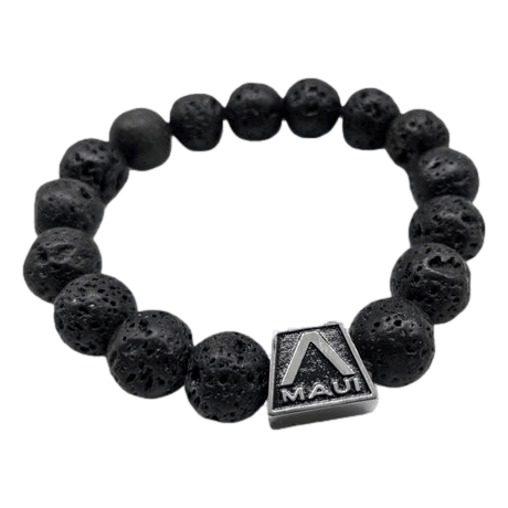 The Alpha Maui Band - Zebrawood 42mm (42-49mm) is a meticulously designed bracelet, showcasing a striking silver centerpiece engraved with "Alpha Maui." The zebrawood beads have a distinctive, organic texture that captures the essence of Hawaii's natural beauty. The bracelet is elegantly arranged in a circular pattern, symbolizing the spirit of Aloha.
