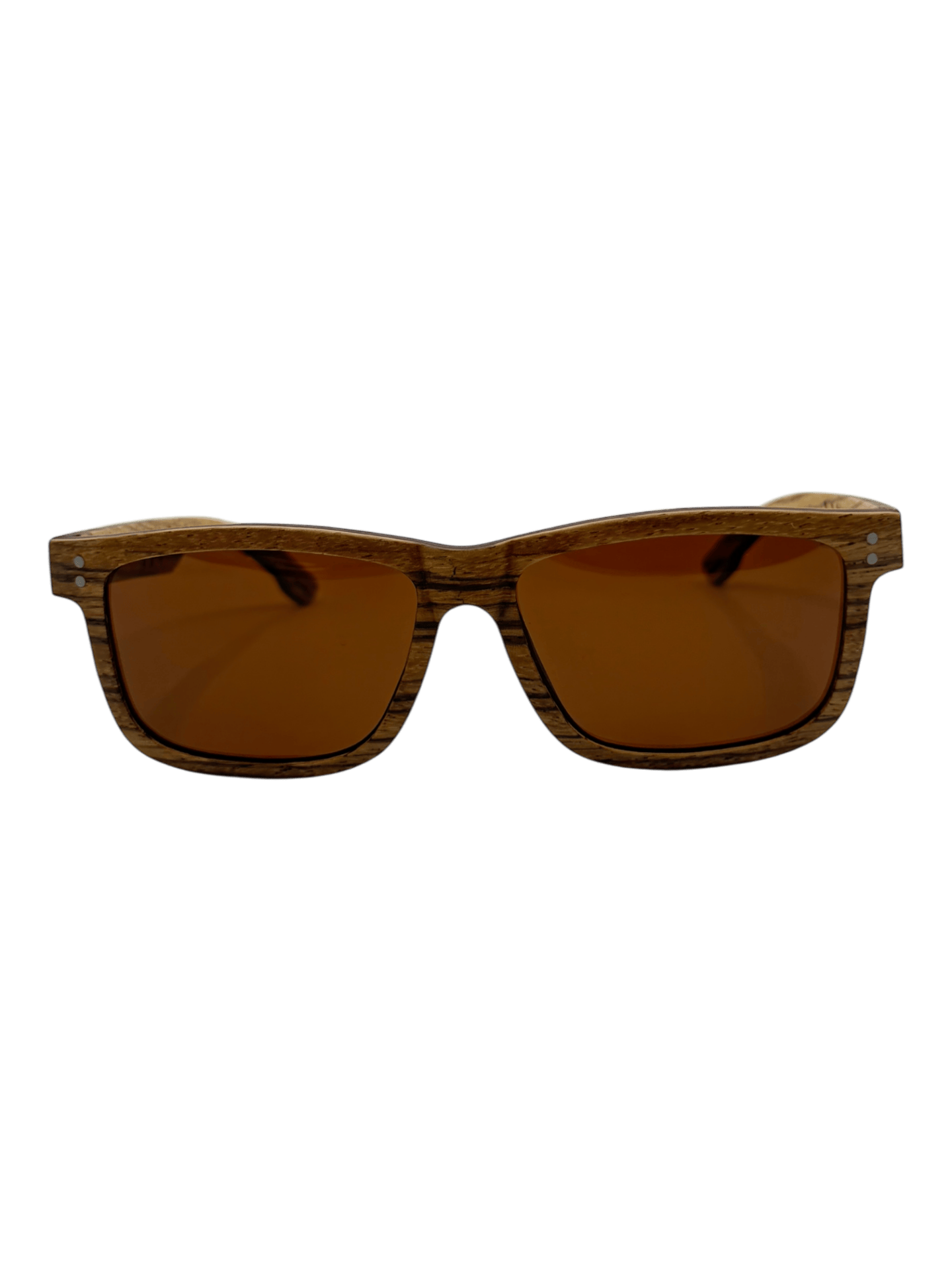 A pair of Cruisers 2.0 sunglasses with a wooden frame and brown lenses, featuring a rectangular shape and visible wood grain texture, is set against a black background.