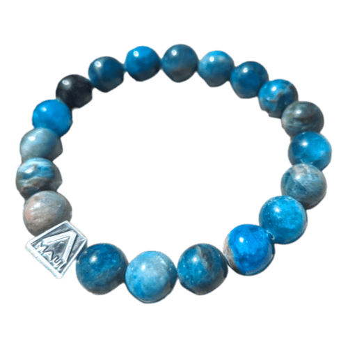 An Alpha Maui LangLinglet featuring blue beads and a silver charm that evokes the spirit of Aloha.