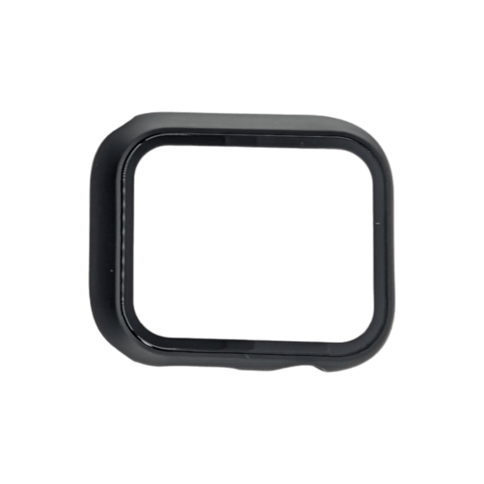 The Alpha Watch Cover is a black, square-shaped protective case designed to fit Apple Watches ranging from 38mm to 49mm. Featuring rounded edges and crafted from durable rubber or plastic material, this case is ideal for your Hawaii trip with Alpha Maui gear. Its hollow interior ensures a snug fit around your watch, providing optimal protection.